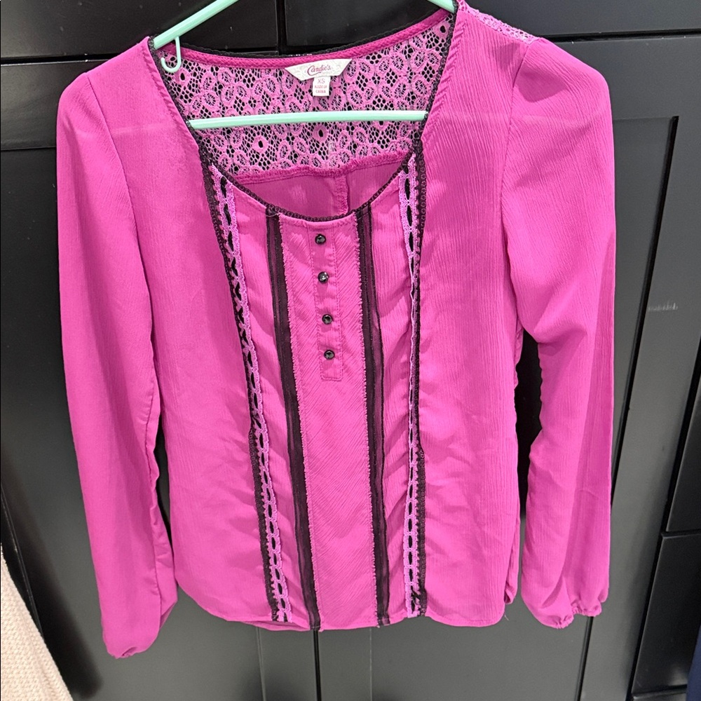 Pink Blouse with Lace Accents